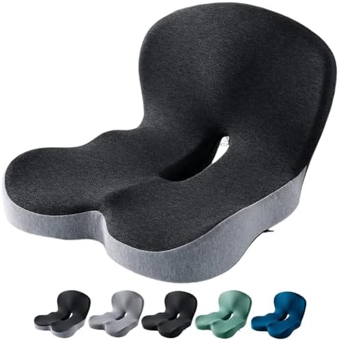 Orthopedic Cushion Seat Cushion,L-Shaped Lumbar Support,Breathable,Design for Office Chair,Car,Wheelchair Ergonomic Non Slip MemoryFoam Seat Skin with Back Support (Dark Grey-a)