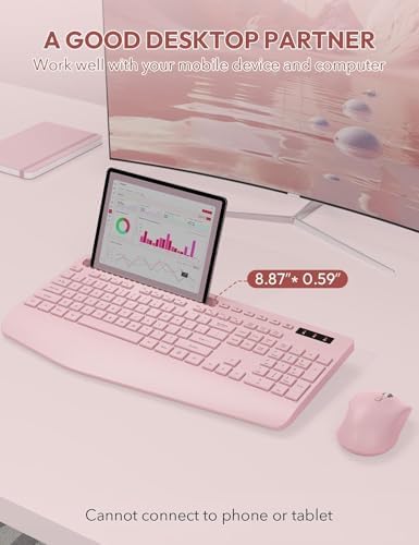 SABLUTE Wireless Keyboard and Mouse Combo, Full Size, Ergonomic Wrist Rest