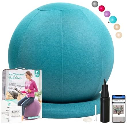 ProBalanceΩ Ball Chair, Yoga Ball Chair Exercise Ball Chair with Slipcover and Base for Home Office Desk, Birthing & Pregnancy, Stability Ball & Balance Ball Seat to Relieve Back Pain, Multiple color size
