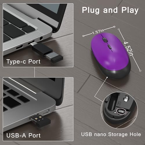 Colorful MPTOG Wireless Computer Keyboard and Mouse Combo (Black-Purple)