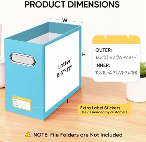 BALEINE 4PK File Organizer Box, Cardboard File Folder Organizer with Handle