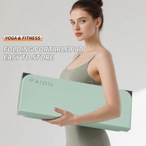 PAIDU Foldable Yoga Mat 10MM Thick SGS Certified TPE 75x26" Portable