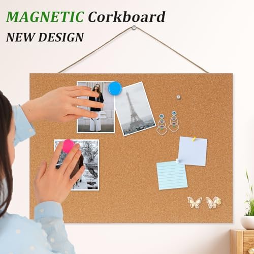 DOLLAR BOSS Magnetic Cork Board, 16" x 12" 2 Pcs Small Bulletin Boards