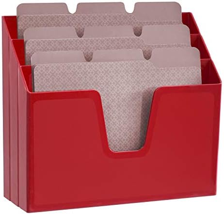 Acrimet Horizontal Triple File Folder Organizer Sorter, Letter Size, Red