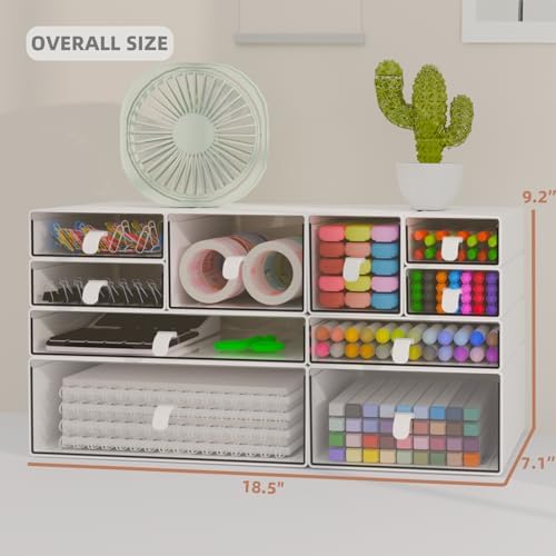 White & Clear 10-Drawer Stackable Desk Organizer Storage Set