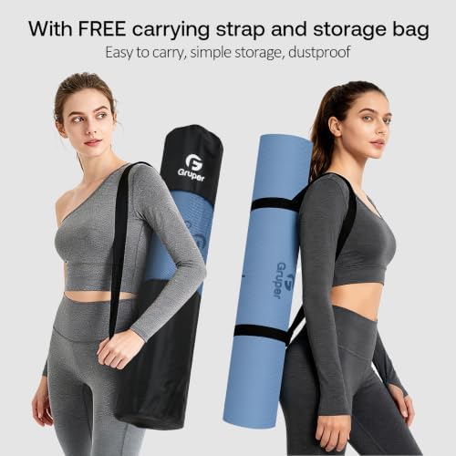 Gruper Yoga Mat Non Slip, TPE Extra Wide Yoga Mat with Alignment Mark