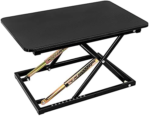 Standing Desk Converter, Height Adjustable Sit Stand Desk Converter, Fully Assembled Monitor Desk Riser for Standing or Sitting, Black, Pattern