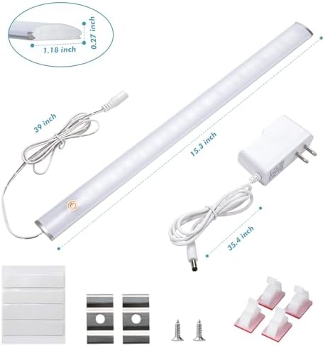 Under Cabinet Lighting Natural White 4000K, Dimmable Under Cabinet Lights with Touch Switch, LED Under Counter Lighting for Desk