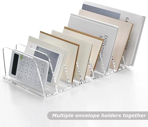 SANRUI Acrylic Bill Mail Sorter Desk Organizer Holder,4 Compartments Clear