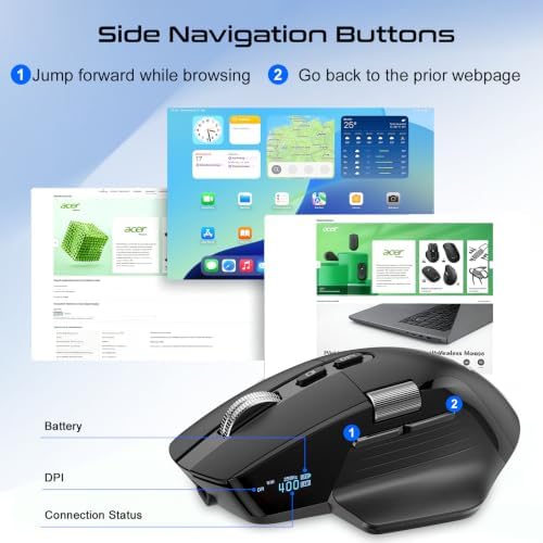 TSQQST Wireless Mouse for Laptop, 2.4GHz Ergonomic Computer Mouse, Black