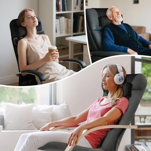 WdFour Velvet Neck & Head Pillow for Recliner Chair, Small Ergonomic Cervical Support Pillow for Home, Office and Travel, Non-Slip Cushion for Tension Relief & Shoulder Comfort (Black)