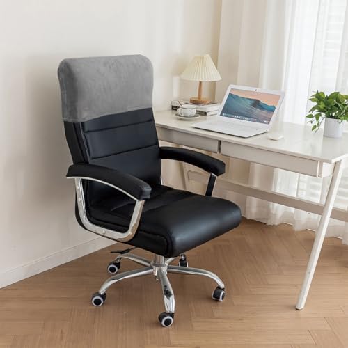 Stretch Office Chair Headrest Cover, Velvet Headrest Protector for Office Chairs, Head Rest Covers for High Back Computer Chairs, Furniture, Recliner Chair, 2 Pack, Light Gray