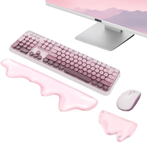 Gel Mountain Wrist Rest for Keyboard and Mouse Abstract Clear Pink Keyboard Wrist Rest Transparent Ergonomic Cute Minimalist Mouse Wrist Pad Cool Silicone Non-Slip Support for Computer Office Decor
