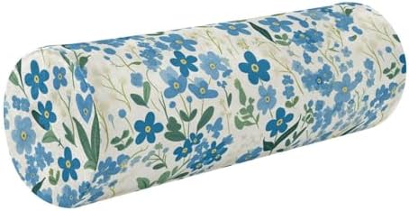 Small Flower Blue and Green Decorative Orthopedic Neck Roll Pillow Roller Pillow for Back Back Cylinder Foam Round Bolster Cover with Zipper soporte para el Cuello