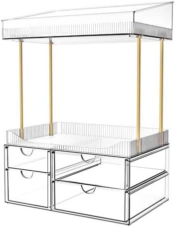 SNSLXH 4-Tier Clear Makeup Organizer Bathroom Storage