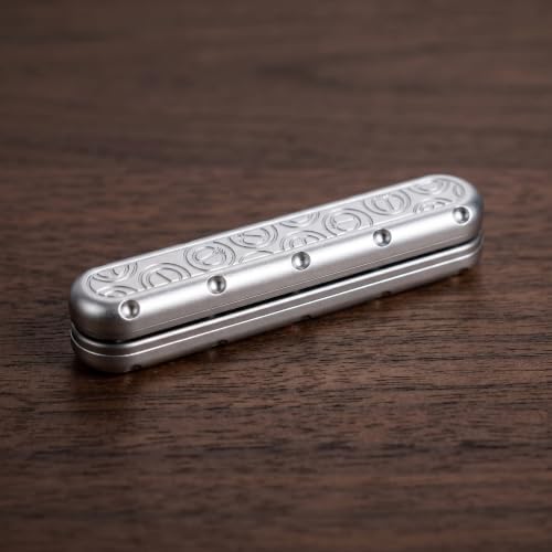 Puffpop-Magnetic Fidget Slider EDC Metal Fidget Toy for Adults – Push Pull Rotate Stress Relief Desk Toy for ADHD Anxiety Relief, Quiet Office Pocket Fidget Toy- Gold (Silver)