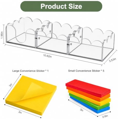 Magnetic Sticky Note Holder, 3-in-1 Clear Acrylic Desk Organizer