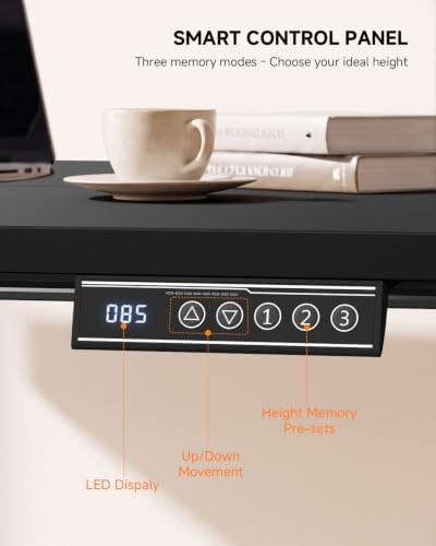 Standing Desk, 48 × 24 Inches Electric Height Adjustable, Home Office