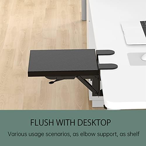 Sisyphy Ergonomics Desk Extender Tray, 9.5x9.1" Punch-Free Clamp on, Foldable Keyboard Drawer Tray, Table Mount Arm Wrist Rest Shelf, Computer Elbow Arm Support