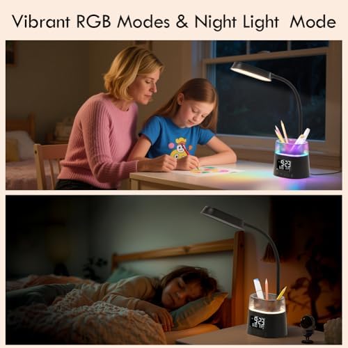 WILIT LED Desk Lamp, Dimmable Study Lamp for Home Office Accessories, Black