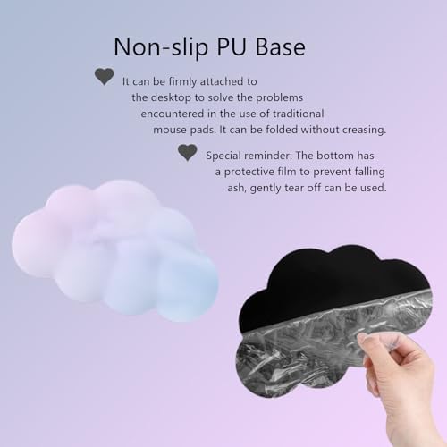 Cloud Mouse Pad and Keyboard Wrist Rest 4PCS Extended Large Desk Mat Pad Set Memory Foam Non-Slip Ergonomic Gaming Mouse Pad Wrist Support for Computer Laptop Home Office Cute Pink Blue Sky