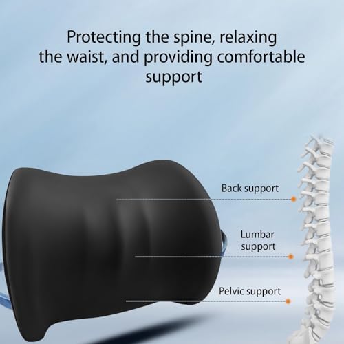 Memory Foam Lumbar Support Pillow for Office Chair Ergonomic Car Lumbar Pillow for Driving Seat Lower Back Support Truck Delivery Driver Essentials Relief Pain Car Seat Cushion 15.7x11.8x3.9in Black