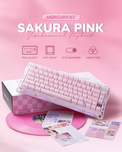 GravaStar Mercury K1 75% Wireless Mechanical Gaming Keyboard RGB Backlit