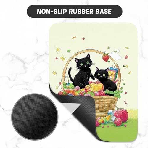 Small Mouse Pad, Mini Mouse Pad 6 x 8 Inch, Thick Rubber Waterproof Mouse Mat, Cute Mousepad for Women Men Wireless Mouse Laptops Home Office, Fruit Cat