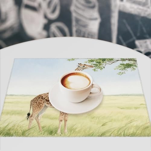 Giraffe Stretching Placemats Set of 6 Table Mat Place Mats