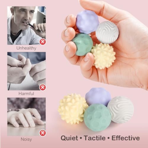Fidget Toys Adults – 4PCS Magnetic Silicone Stress Balls for Anxiety, Focus & ADHD Relief, Textured Sensory Desk Gadgets, Stocking Stuffers or Relaxing Gifts for Women, Teens, Girls