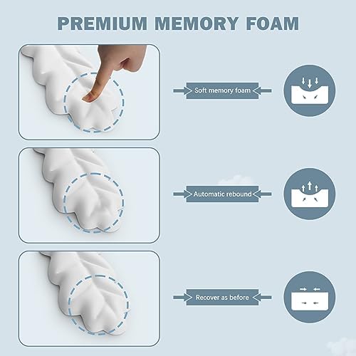 Keyboard Wrist Rest Pad Set, Leaf Shape PU Leather Memory Foam Wrist Cushion Support,Mouse Wrist Rest Pad,Non-Slip Wrist Support for Easy Typing Pain Relief, White Leaf