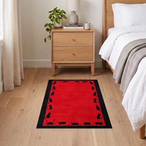 2'x3' Red Cat Crimson Artistic Ultra-Soft Accent Mat