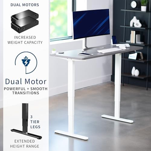 VIVO Dark Gray 60 x 24 in Standing Desk, DESK-KIT-2W6G