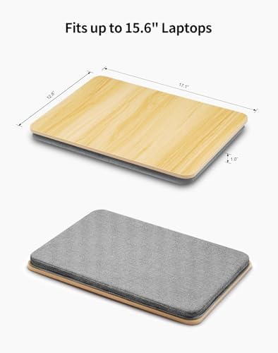 ZEAPTAC Portable Lap Laptop Desk with Pillow Cushion, Fits up to 15.6 inch Laptop, Lap Stand for Bed & Couch & Carpet, Book Tablet/Drawing Board/Computer Laptop Stand - Light Brown Wood