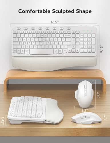 SABLUTE Wireless Keyboard and Mouse Combo with Ergonomic Wave Key