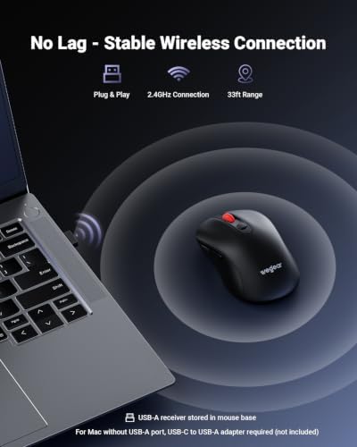 wegear USB Wireless Mouse for Laptop PC Mac, 2.4GHz Cordless Mouse-Black