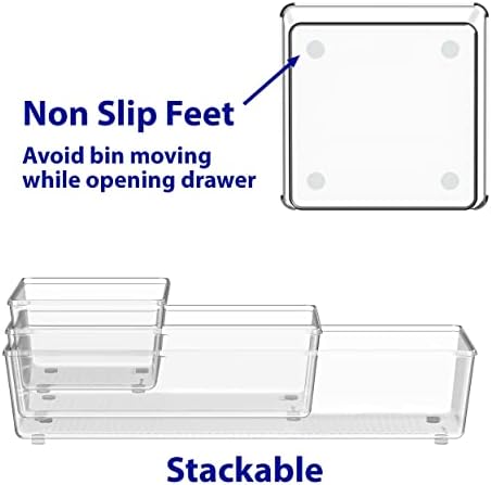 Simple Houseware Clear Desk Drawer Organizer, Assorted Sizes, 6 Packs