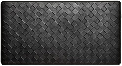 Home Dynamix Trenton Solace Traditional Diamond Textured Kitchen Mat, Black, 17"x32"