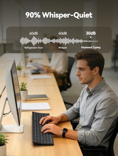 TECKNET Bluetooth Wireless Rechargeable Keyboard with BT5.0, 2.4G & Wired