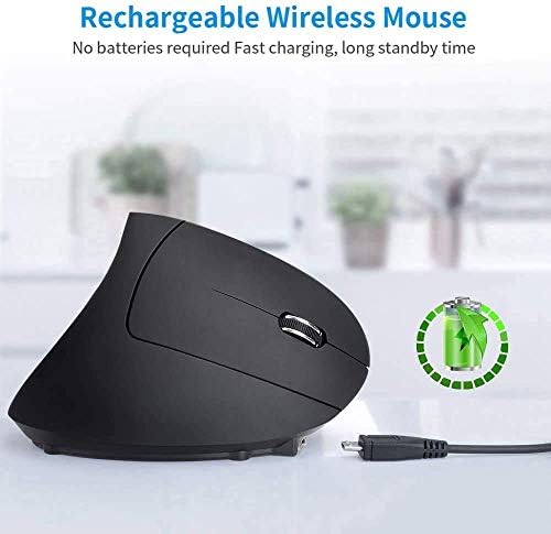 Ergonomic Wireless Mouse,Vertical Gaming Mouse -Ergonomic Design - Prevention of Mouse arm -Tennis Elbow (RSI Syndrome),3 Adjustable DPI 3200/1600/1200 Levels for Laptop, PC, MacBook, Notebook etc.