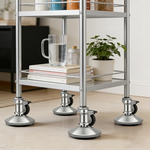 5PCS Low Profile Bell Glides 2"" Replacement Office Desk Chair or Stool Swivel Caster Wheels,Easy Conversion from Wheeled Casters to Stationary Feet to Protect Wood or Hardwood Floor
