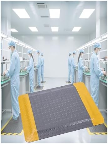 20mm Thick Anti-Fatigue Floor Mat, Cushioned & Static-Safe, Beveled Edge Design, Ergonomic Standing Pad for Workshops & Labs (Yellow-Gray, 140x100 cm),Yellow-Gray,140x100 cm