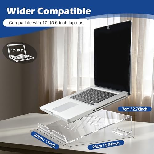 Slim Acrylic Laptop Stand, Portable Ventilated Desktop Riser for Desk, 11-17 Inch
