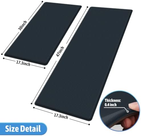 StepLively Kitchen Mat for Floor 2 PCS, Anti Fatigue Rugs, Dark Charcoal