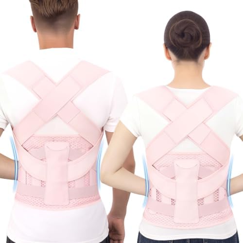Posture Corrector for Women and Men Shoulder Back Brace (Pink, X-Large)