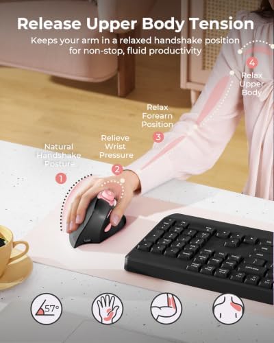 seenda MOU-302 Wireless Bluetooth Ergonomic Vertical Mouse with Volume Knob
