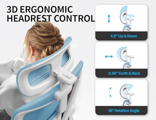 Ergonomic Office Chair: Mesh Desk Chair Comfy with Headrest& Lumbar Support