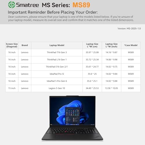 Smatree MS89 Hard EVA Sleeve with Stand for 16" Lenovo ThinkBook 16 Gen 8