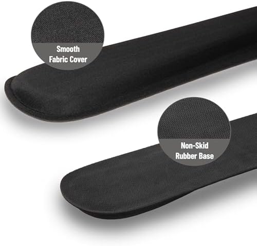 Mind Reader Ergonomic Keyboard and Mouse Wrist Rest Sets, Gaming Accessory, Memory Foam, 16.75" L x 3" W x 0.75" H, 6 pcs, Black