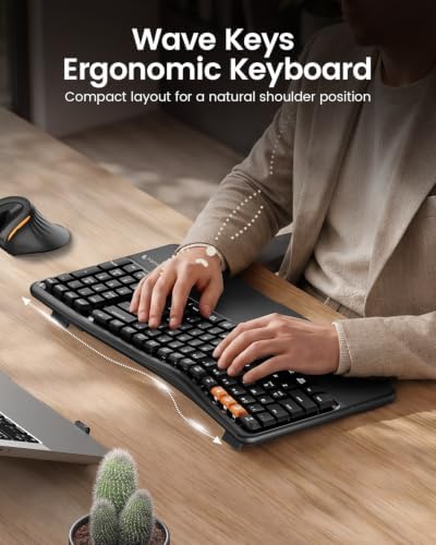 ProtoArc EM04 Trackball Mouse & EK02 Wave Keys Ergonomic Keyboard
